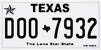 TX license plate DOO7932