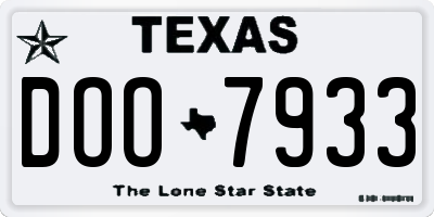 TX license plate DOO7933