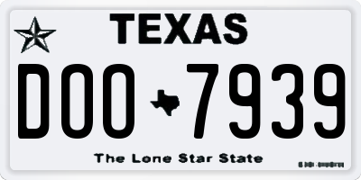 TX license plate DOO7939