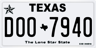 TX license plate DOO7940