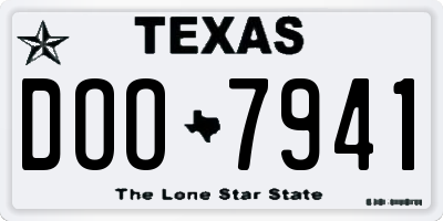 TX license plate DOO7941