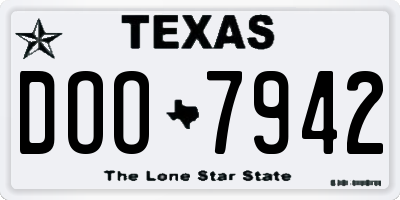 TX license plate DOO7942