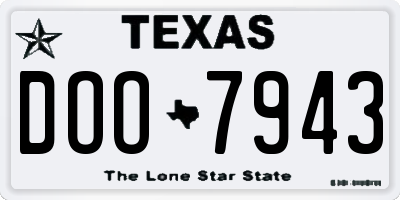 TX license plate DOO7943