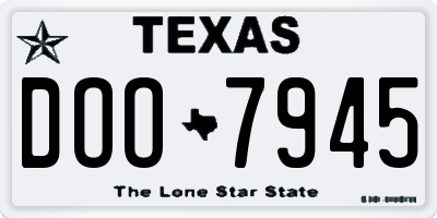 TX license plate DOO7945