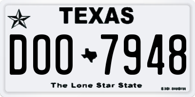 TX license plate DOO7948