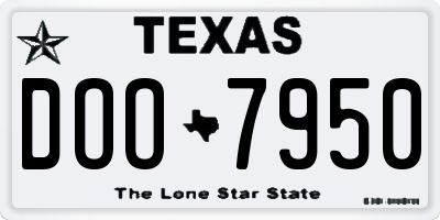 TX license plate DOO7950