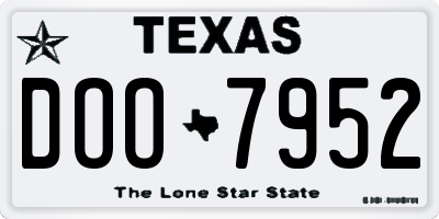 TX license plate DOO7952