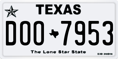 TX license plate DOO7953