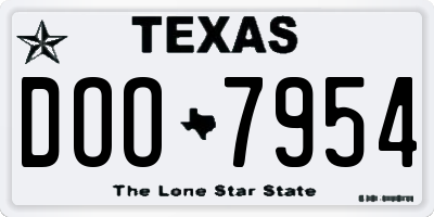 TX license plate DOO7954