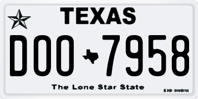 TX license plate DOO7958