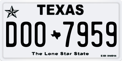 TX license plate DOO7959