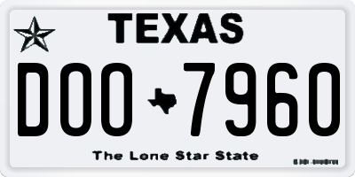 TX license plate DOO7960