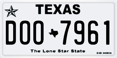 TX license plate DOO7961