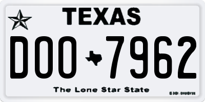 TX license plate DOO7962