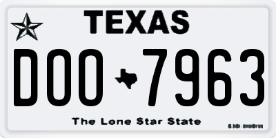 TX license plate DOO7963