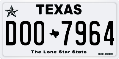 TX license plate DOO7964