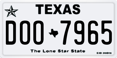 TX license plate DOO7965