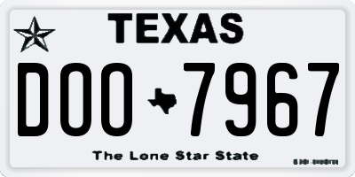 TX license plate DOO7967