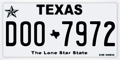 TX license plate DOO7972
