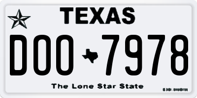 TX license plate DOO7978