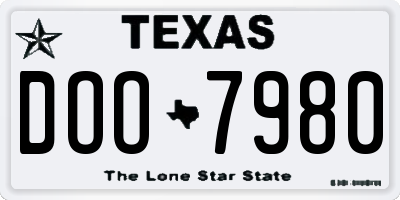 TX license plate DOO7980