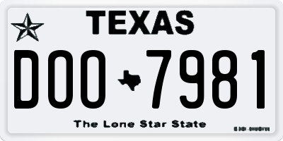 TX license plate DOO7981