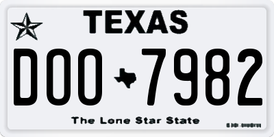 TX license plate DOO7982