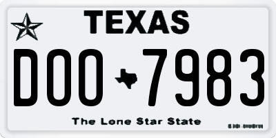 TX license plate DOO7983