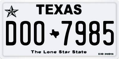 TX license plate DOO7985