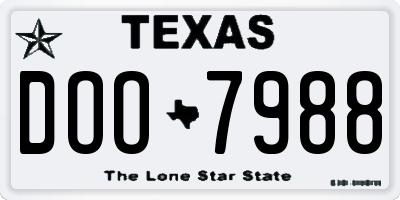 TX license plate DOO7988