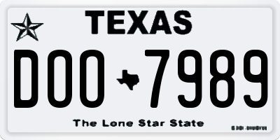 TX license plate DOO7989