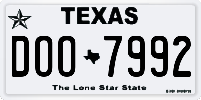 TX license plate DOO7992
