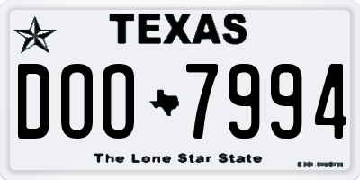 TX license plate DOO7994