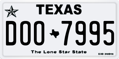 TX license plate DOO7995