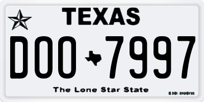 TX license plate DOO7997