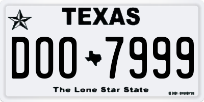 TX license plate DOO7999
