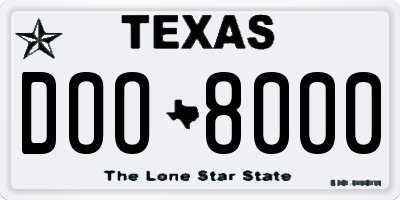TX license plate DOO8000