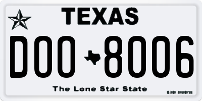 TX license plate DOO8006