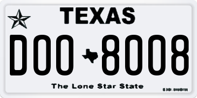 TX license plate DOO8008