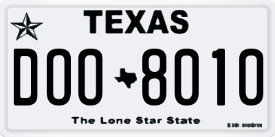TX license plate DOO8010