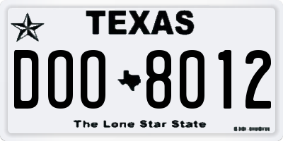 TX license plate DOO8012