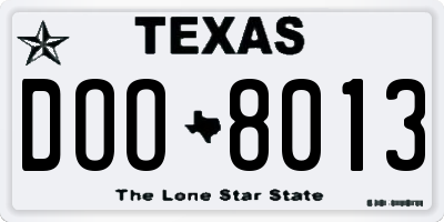 TX license plate DOO8013