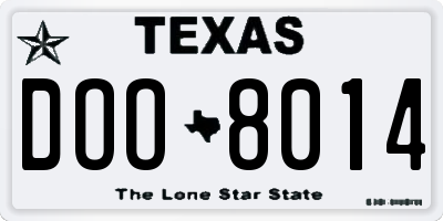 TX license plate DOO8014