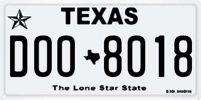 TX license plate DOO8018