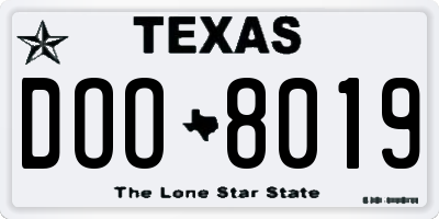 TX license plate DOO8019