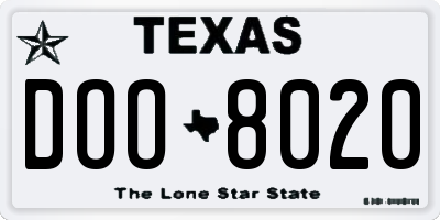 TX license plate DOO8020