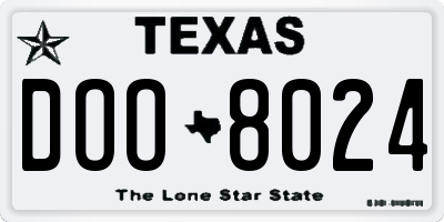 TX license plate DOO8024