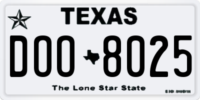 TX license plate DOO8025
