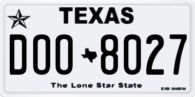 TX license plate DOO8027