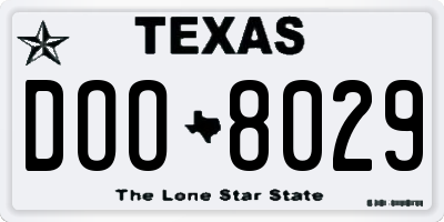 TX license plate DOO8029